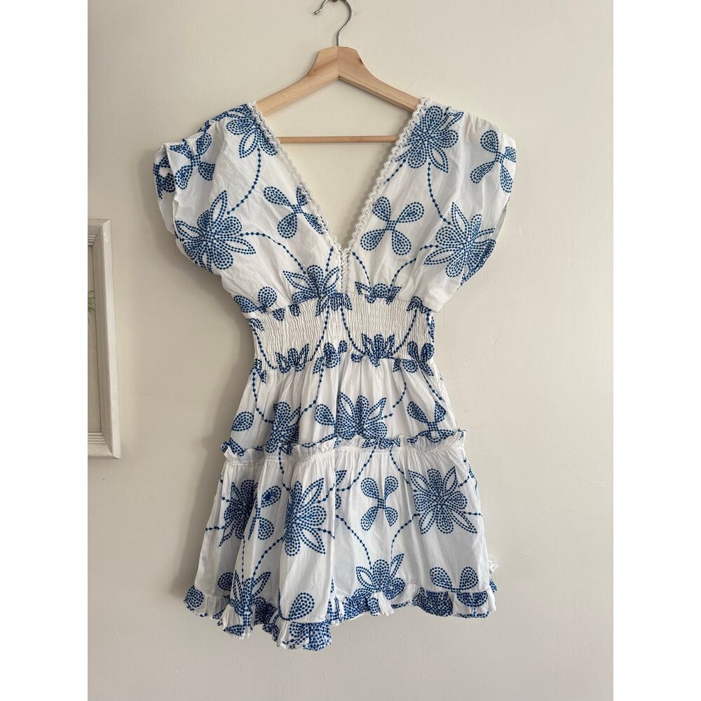 WAIMARI Giselle Mini Dress in White / Blue Size Small - Picture 5 of 9